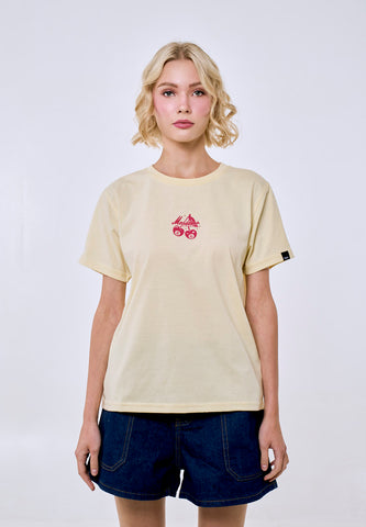 Mossimo Women's Cream Glittered Embossed Classic Fit Tee