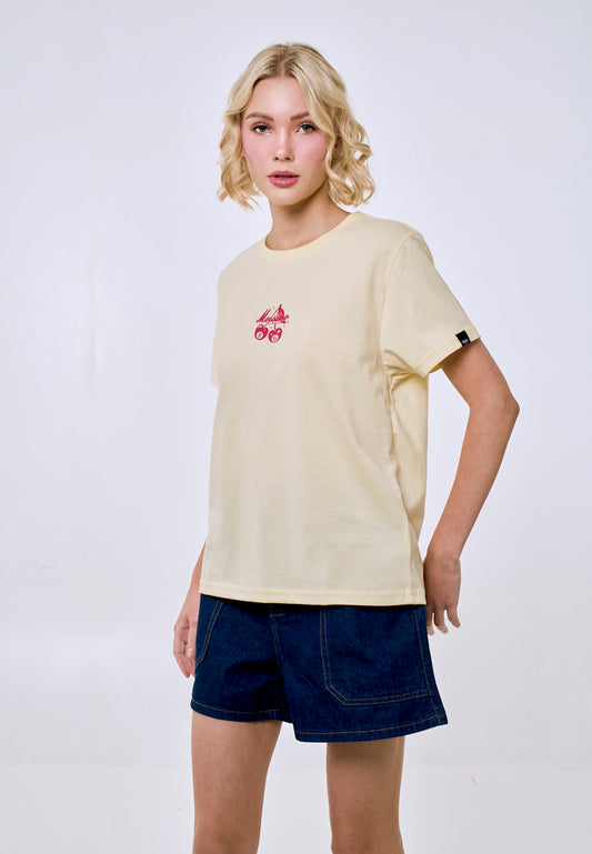 Mossimo Women's Cream Glittered Embossed Classic Fit Tee
