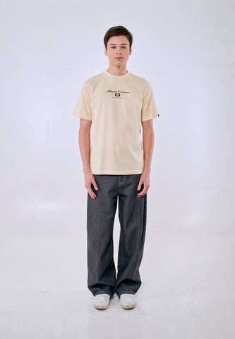 Mossimo Men's Cream 3D Embroidery Logo Comfort Fit Tee