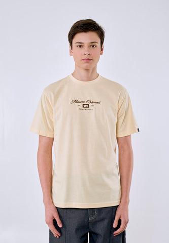 Mossimo Men's Cream 3D Embroidery Logo Comfort Fit Tee