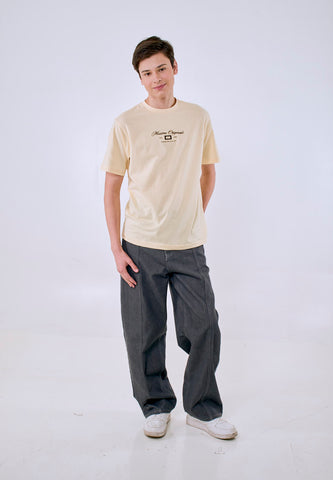 Mossimo Men's Cream 3D Embroidery Logo Comfort Fit Tee