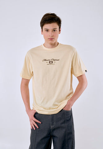 Mossimo Men's Cream 3D Embroidery Logo Comfort Fit Tee