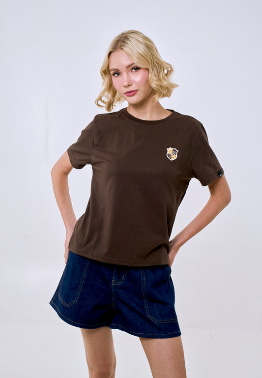 Mossimo Women's Choco Brown Twill Patch Comfort Fit Tee