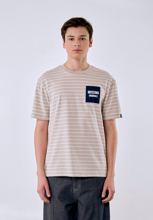 Mossimo Men's Beige White Logo Regular Fit Tee