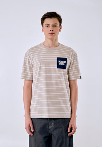Mossimo Men's Beige White Logo Regular Fit Tee