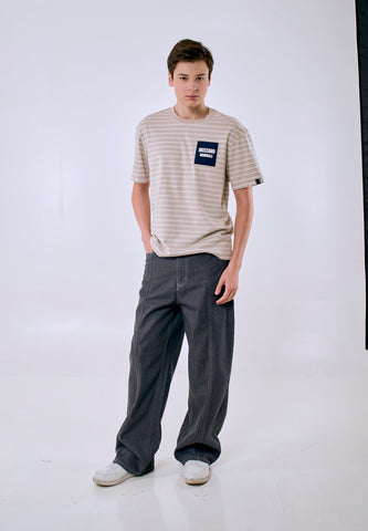 Mossimo Men's Beige White Logo Regular Fit Tee