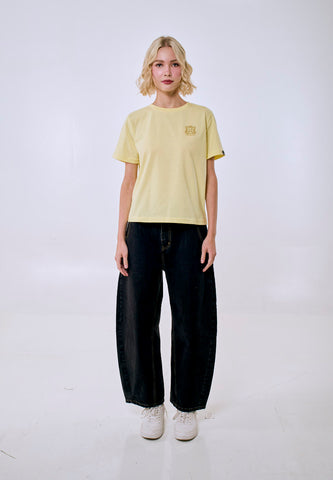 Mossimo Women's Yellow Basic Logo Comfort Fit Tee