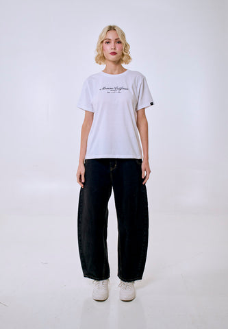 Mossimo Women's White Embroidered Logo Classic Fit Tee
