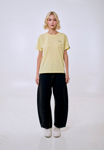 Mossimo Women's Canary Yellow Basic Logo Classic Fit Tee