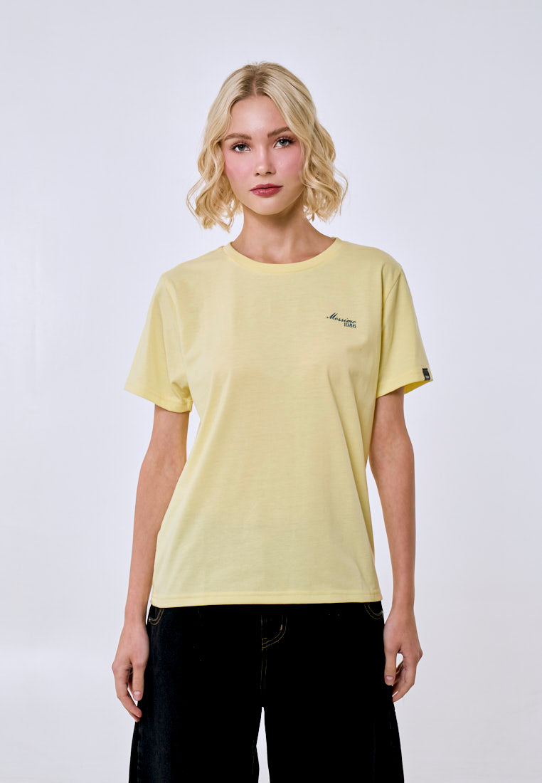 Mossimo Women's Canary Yellow Basic Logo Classic Fit Tee