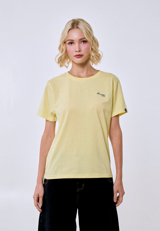 Mossimo Women's Canary Yellow Basic Logo Classic Fit Tee