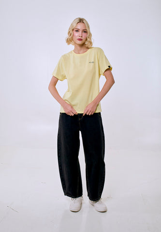 Mossimo Women's Canary Yellow Basic Logo Classic Fit Tee