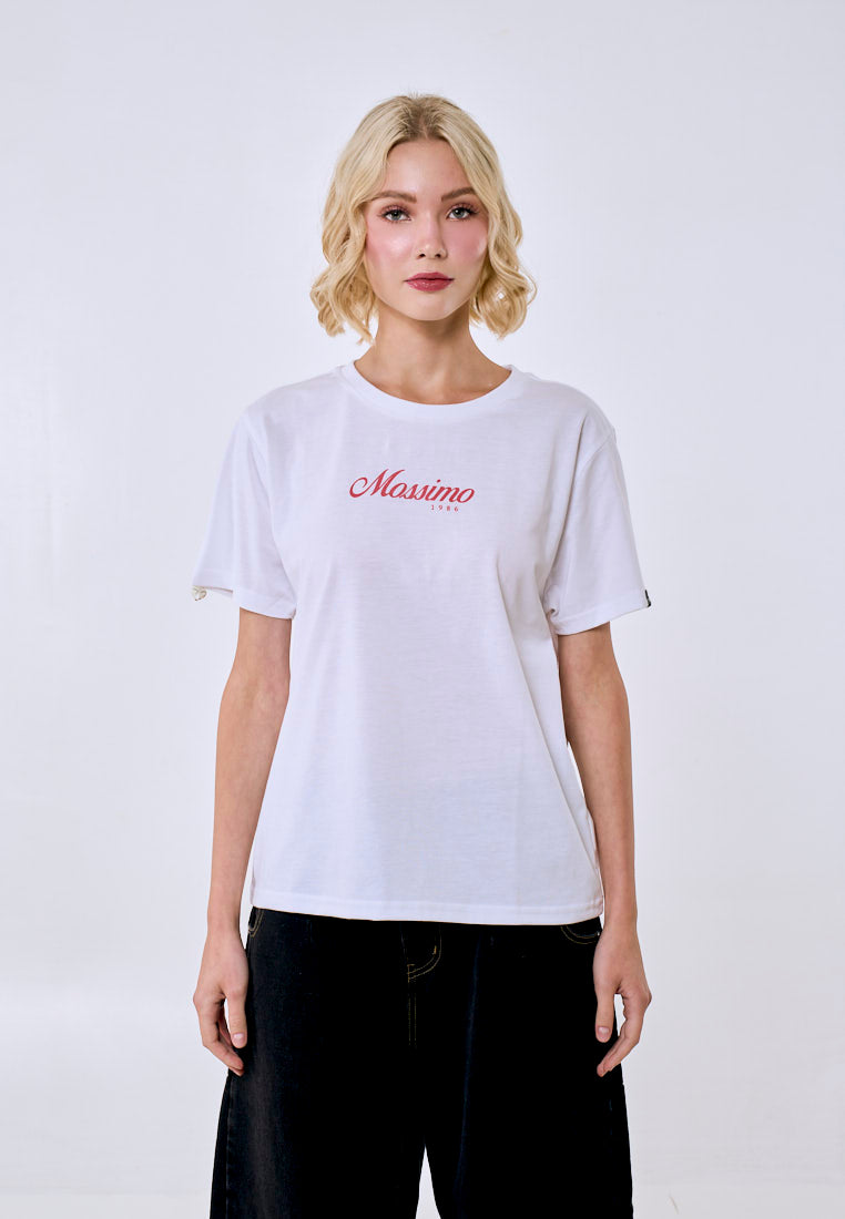 Mossimo Women's White Metallic Logo Classic Fit Tee