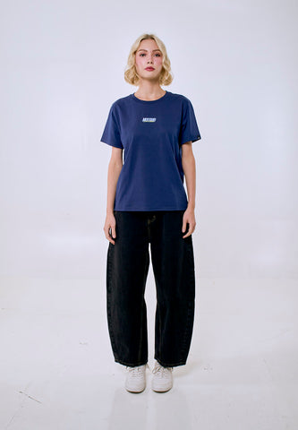 Mossimo Women's Navy Metallic Logo Classic Fit Tee