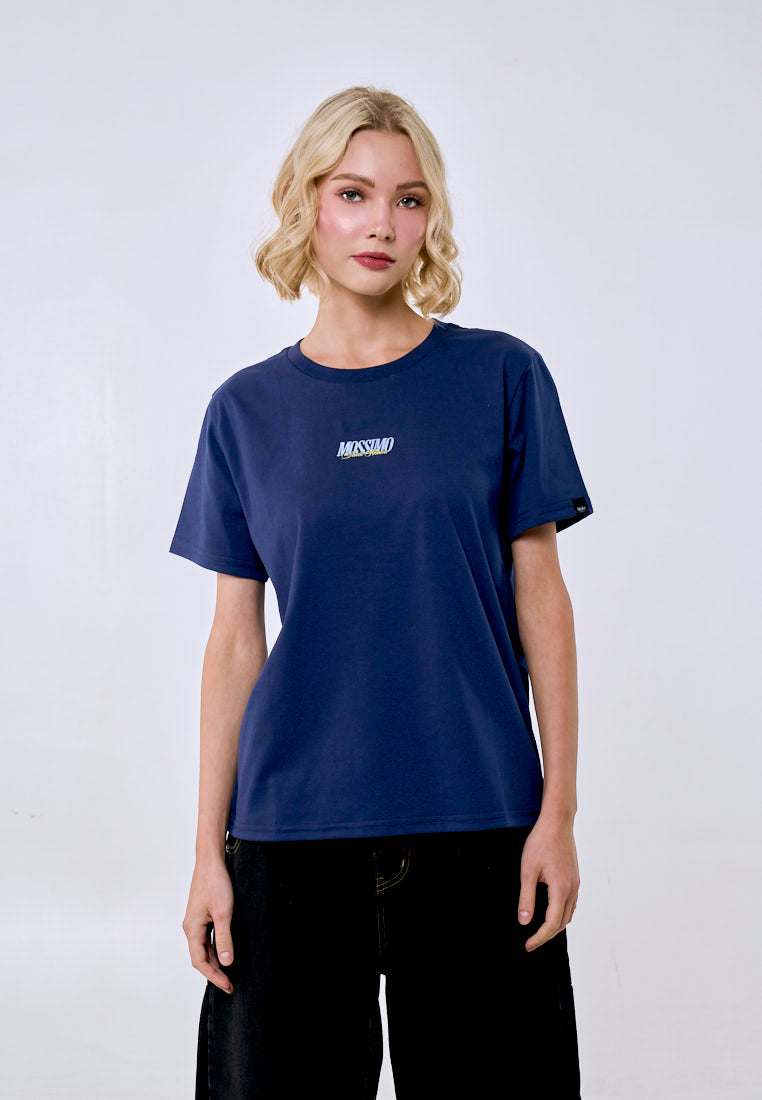 Mossimo Women's Navy Metallic Logo Classic Fit Tee