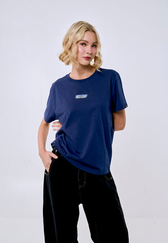 Mossimo Women's Navy Metallic Logo Classic Fit Tee