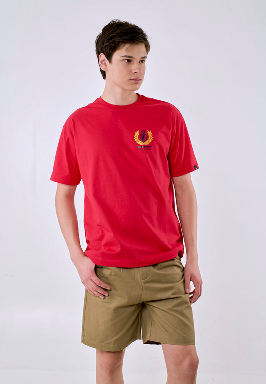 Mossimo Men's Red Small Logo Print Urban Fit Tee