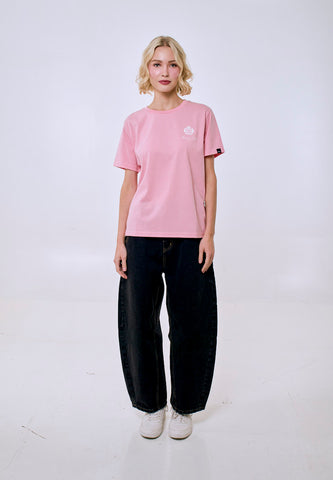 Mossimo Women's Crepe Pink Basic Logo Classic Fit Tee