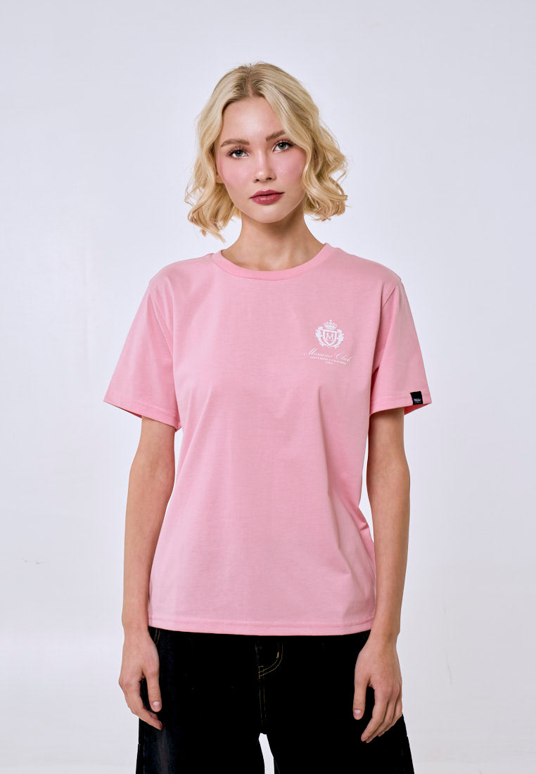 Mossimo Women's Crepe Pink Basic Logo Classic Fit Tee