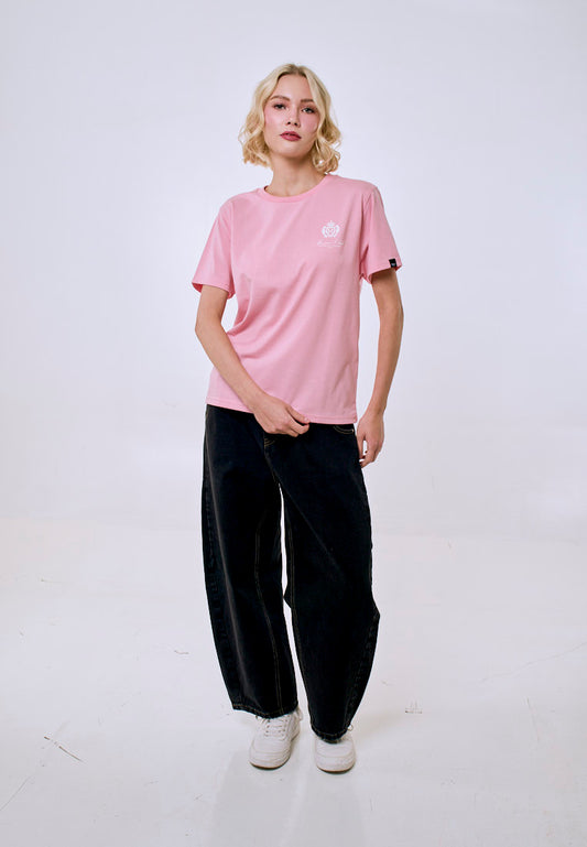Mossimo Women's Crepe Pink Basic Logo Classic Fit Tee