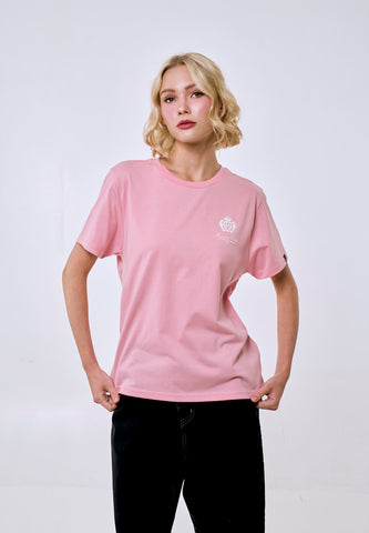 Mossimo Women's Crepe Pink Basic Logo Classic Fit Tee