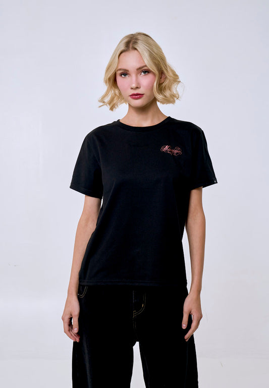 Mossimo Women's Black Metallic Logo Classic Fit Tee
