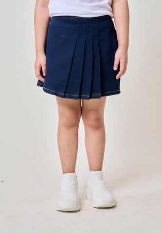 Mossimo Kids Dark Blue Pleated Denim Bermuda Skirt - For Girls