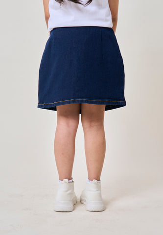 Mossimo Kids Dark Blue Pleated Denim Bermuda Skirt - For Girls
