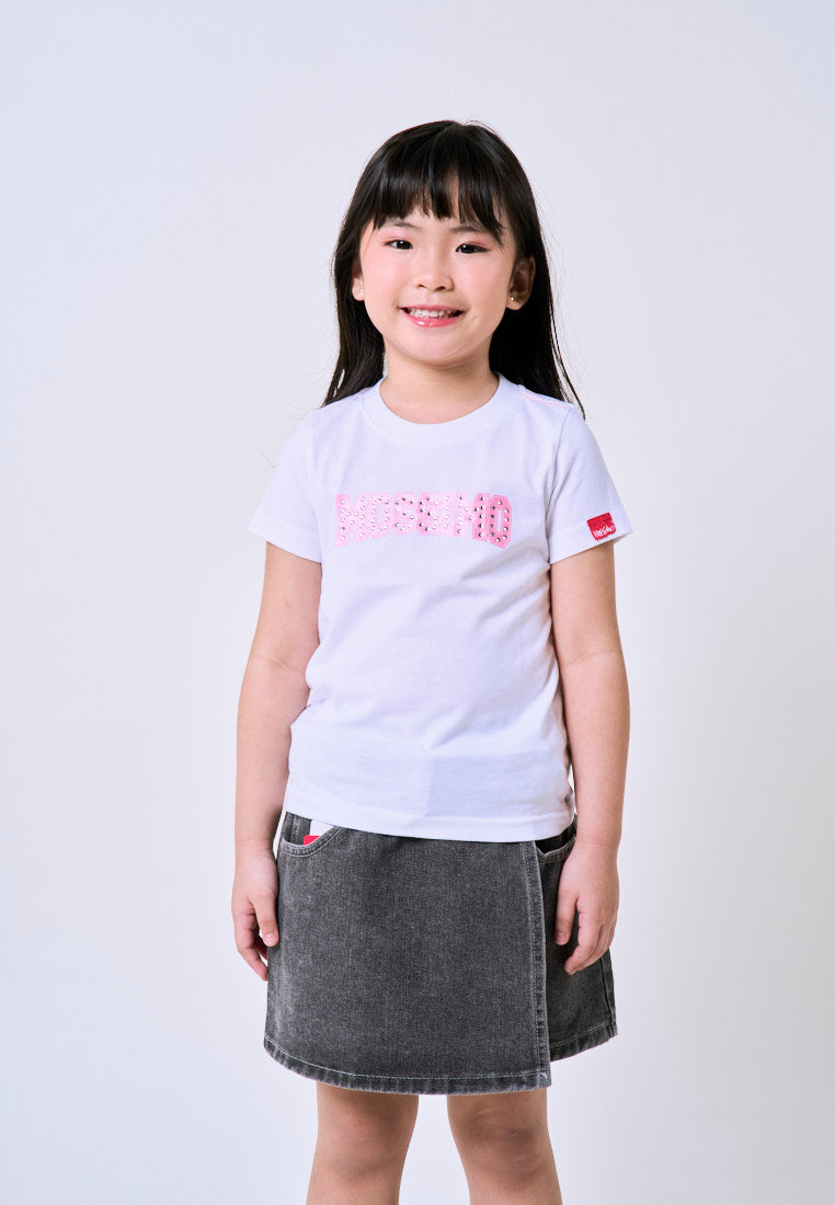 Mossimo Kids White Basic Graphic Tshirt w/ Sequins For Girl