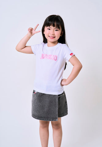 Mossimo Kids White Basic Graphic Tshirt w/ Sequins For Girl