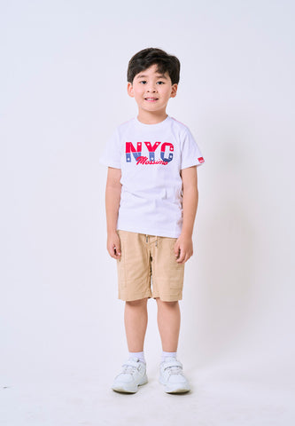 Mossimo Kids White NYC Print Basic Roundneck Tshirt- For Boys
