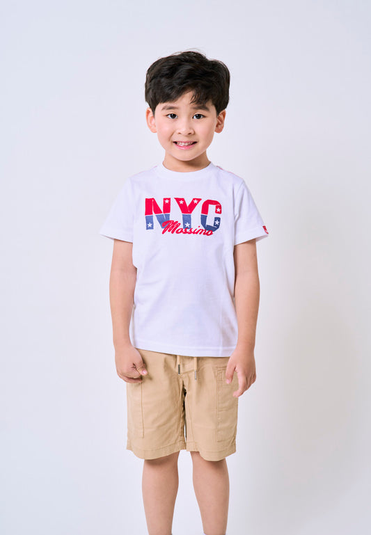 Mossimo Kids White NYC Print Basic Roundneck Tshirt- For Boys