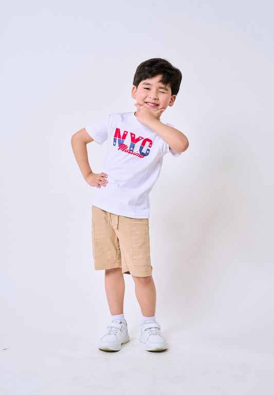 Mossimo Kids White NYC Print Basic Roundneck Tshirt- For Boys
