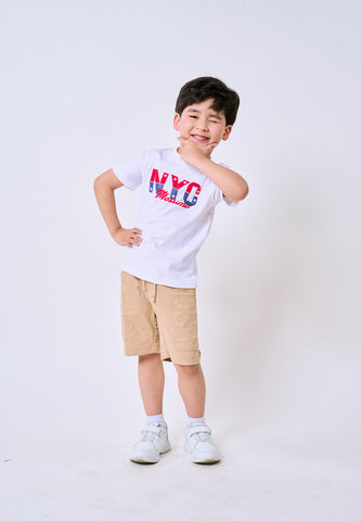 Mossimo Kids White NYC Print Basic Roundneck Tshirt- For Boys