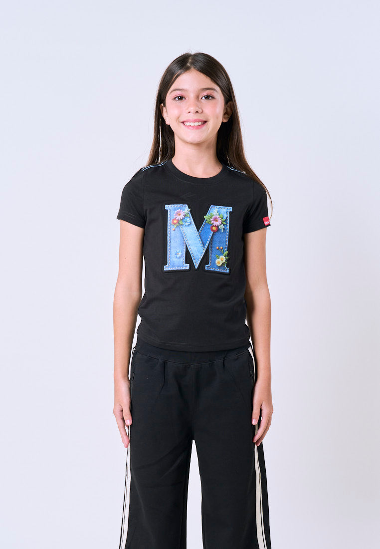 Mossimo Kids Black Basic Graphic Tshirt w/ Embossed For Girl