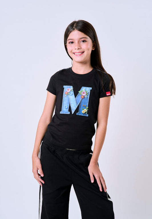 Mossimo Kids Black Basic Graphic Tshirt w/ Embossed For Girl