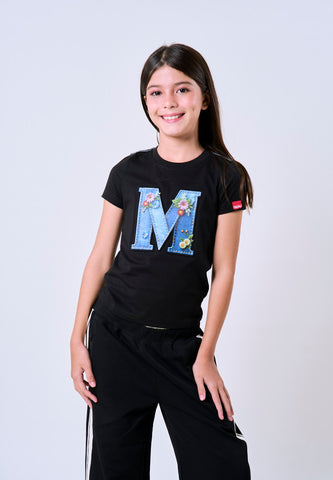 Mossimo Kids Black Basic Graphic Tshirt w/ Embossed For Girl
