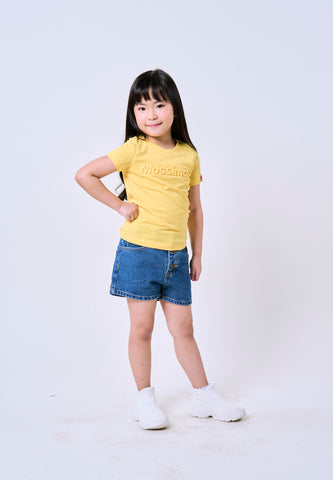 Mossimo Kids Girls Yellow Embossed Logo Basic Tshirt
