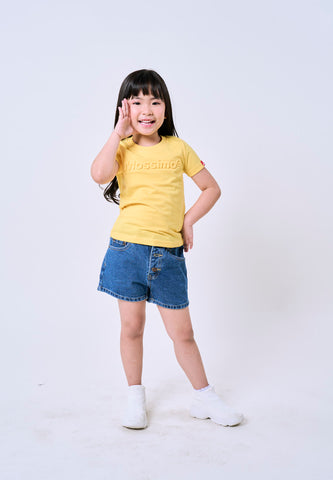 Mossimo Kids Girls Yellow Embossed Logo Basic Tshirt