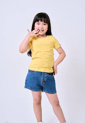 Mossimo Kids Girls Yellow Embossed Logo Basic Tshirt