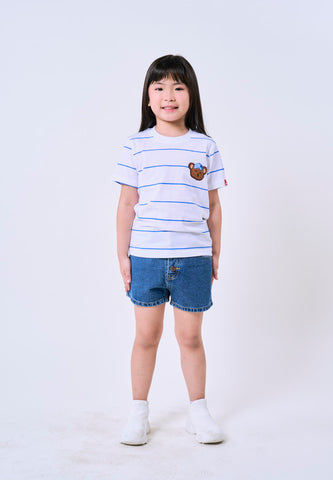 Mossimo Kids White Blue Unisex MossyBear Stripes Tshirt For Girls For Boys