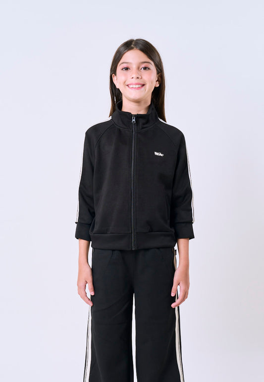 Mossimo Kids Lysandra Black Loose Knit Track Jacket For Girls
