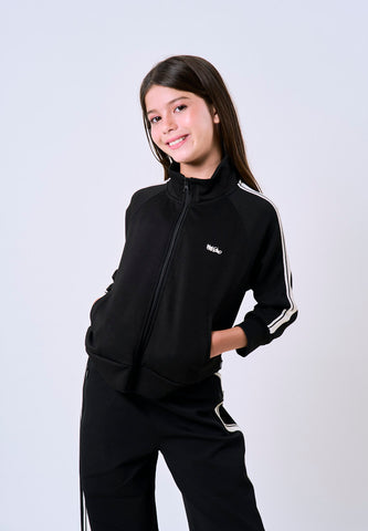 Mossimo Kids Lysandra Black Loose Knit Track Jacket For Girls