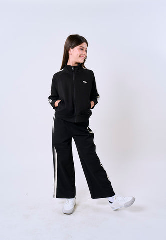 Mossimo Kids Lysandra Black Loose Knit Track Jacket For Girls
