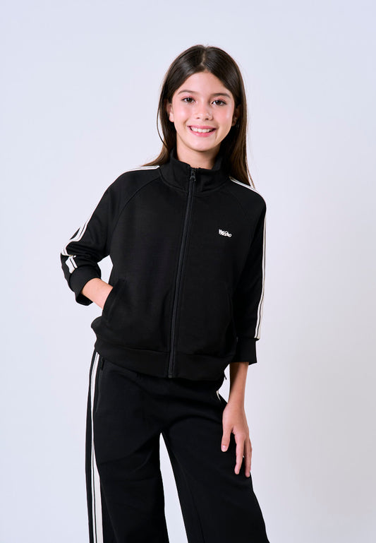 Mossimo Kids Lysandra Black Loose Knit Track Jacket For Girls
