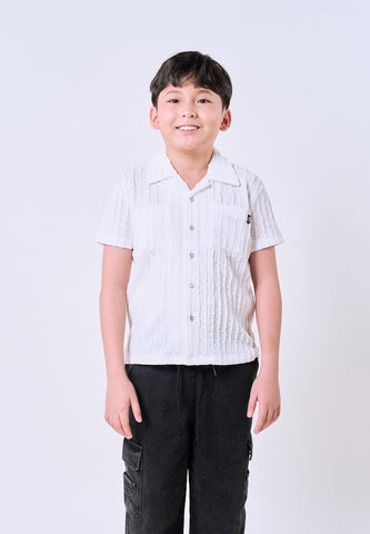 Mossimo Kids White Woven Collar Loose Fit with 2 Pockets Polo- For Boys
