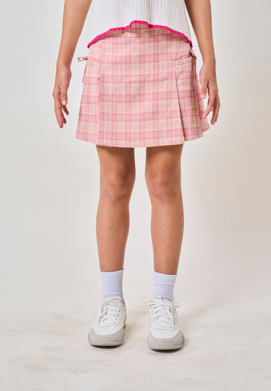 Mossimo Kids Raspberry Checkered Pleat Skirt w/ Pocket For Girls