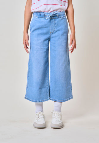 Mossimo Kids Girls Light Blue Wide Leg Drawstring Jeans