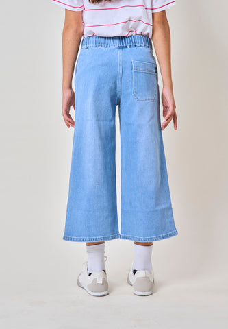 Mossimo Kids Girls Light Blue Wide Leg Drawstring Jeans