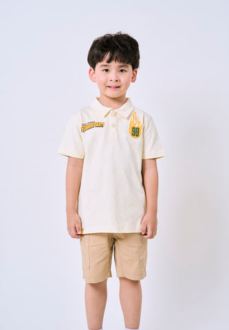 Mossimo Kids Spongebob Beige Woven Racing Unisex Polo Shirt For Boys For Girls